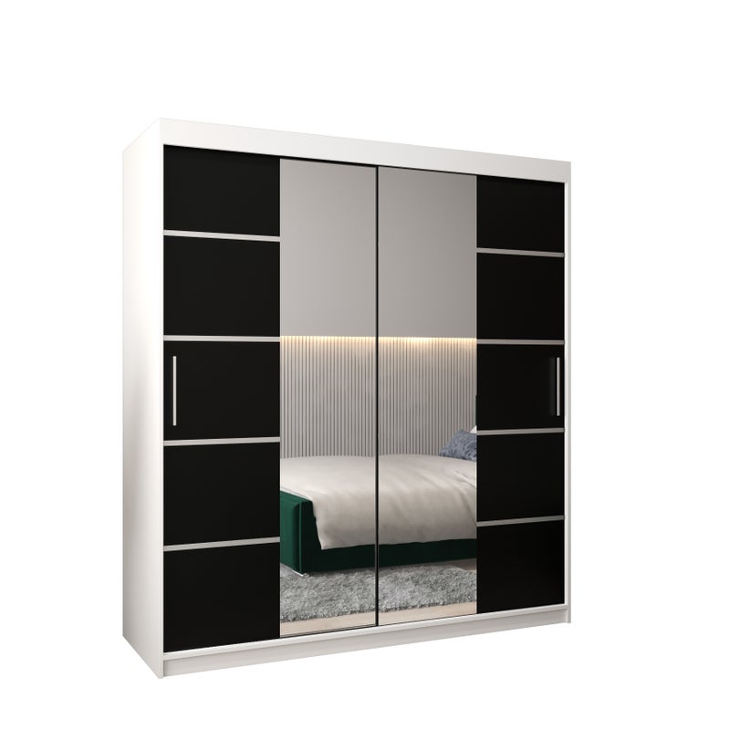 Szafa przesuwna garderoba Verona 4 180 x 62 x 200 cm Biały + Czarny - Abiks Meble