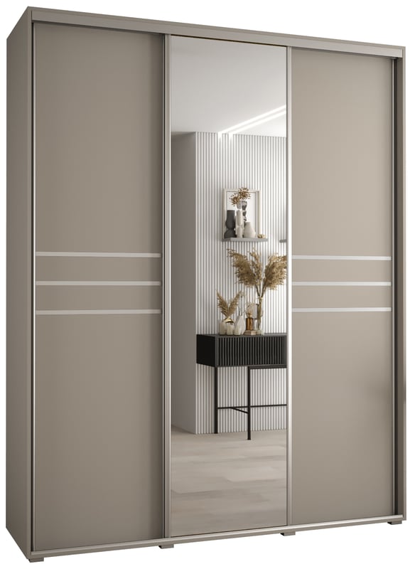 Szafa przesuwna z lustrem wysoka Dakota 11 190 x 60 x 235,2 cm kaszmir + u. Srebrny - Abiks Meble