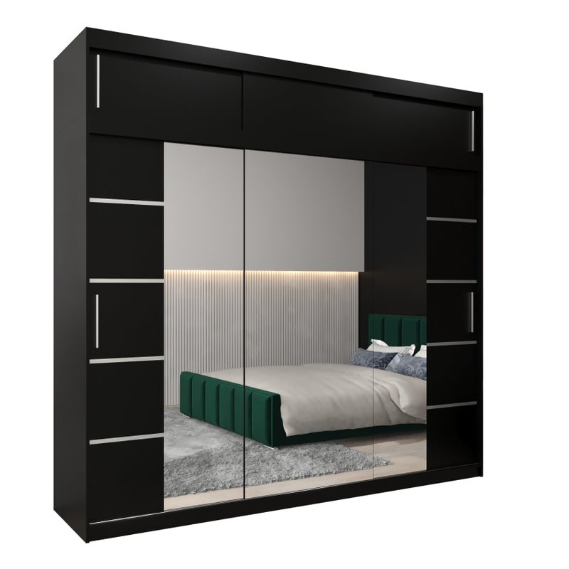 Szafa przesuwna z nadstawką garderoba Verona 4 250 x 62 x 240 cm Czarny + Czarny - Abiks Meble