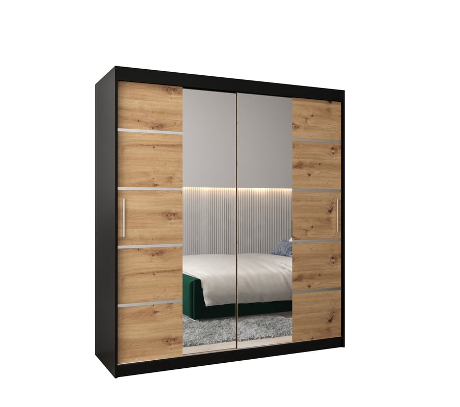 Szafa przesuwna garderoba Verona 4 180 x 62 x 200 cm Czarny + Artisan - Abiks Meble