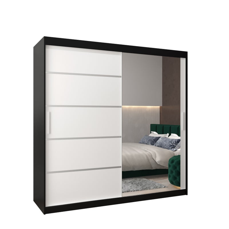 Szafa przesuwna garderoba Verona 2 200 x 62 x 200 cm Czarny + Biały - Abiks Meble