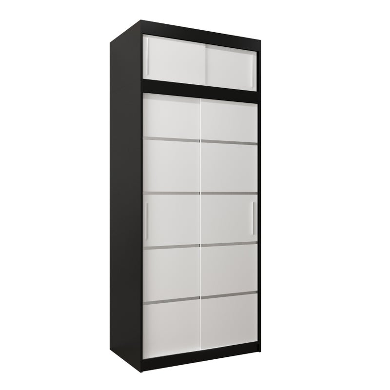 Szafa przesuwna z nadstawką garderoba Verona 1 100 x 62 x 240 cm Czarny + Biały - Abiks Meble