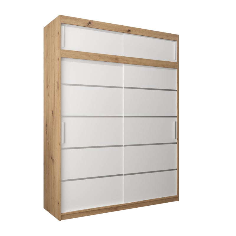 Szafa przesuwna z nadstawką garderoba Verona 1 180 x 62 x 240 cm Artisan + Biały - Abiks Meble