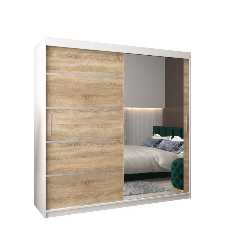 Szafa przesuwna garderoba Verona 2 200 x 62 x 200 cm Biały + Sonoma - Abiks Meble