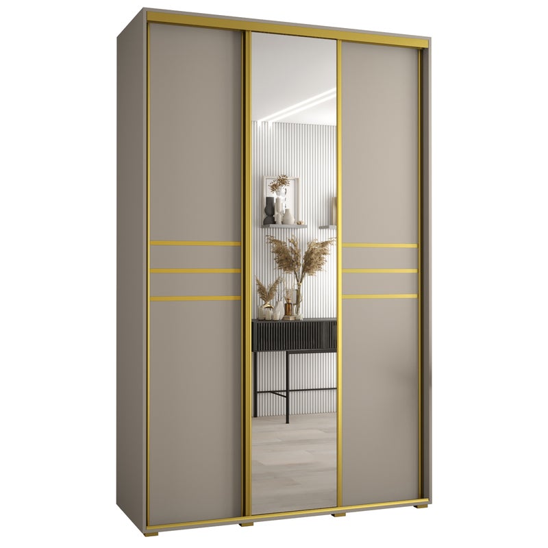 Szafa przesuwna z lustrem wysoka Dakota 11 150 x 45 x 235,2 cm kaszmir + u. Złoty - Abiks Meble