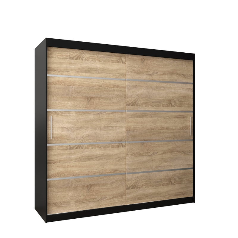Szafa przesuwna garderoba Verona 1 250 x 62 x 200 cm Czarny + Sonoma - Abiks Meble