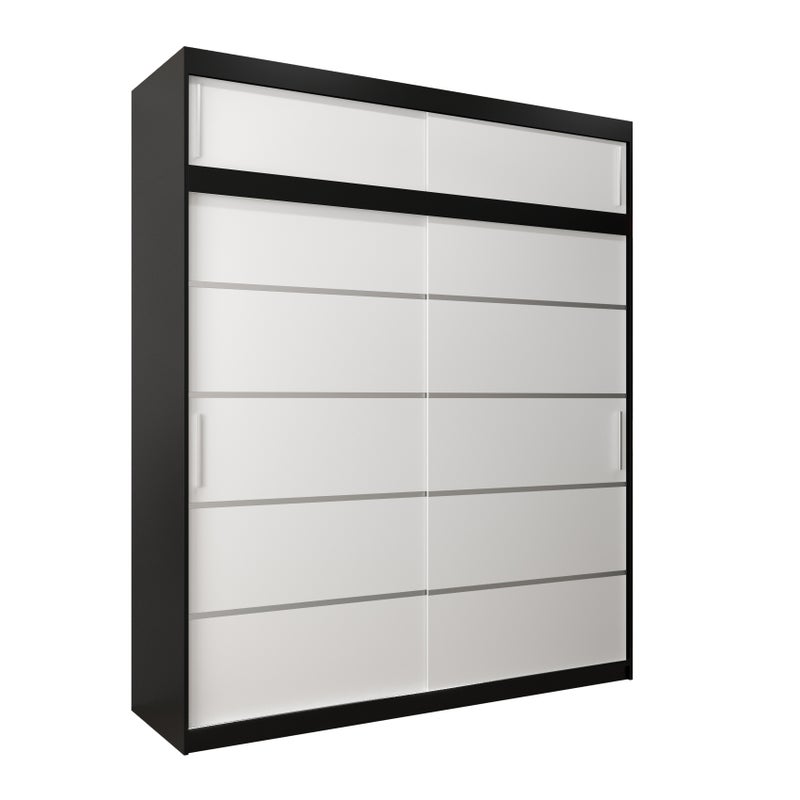 Szafa przesuwna z nadstawką garderoba Verona 1 200 x 62 x 240 cm Czarny + Biały - Abiks Meble