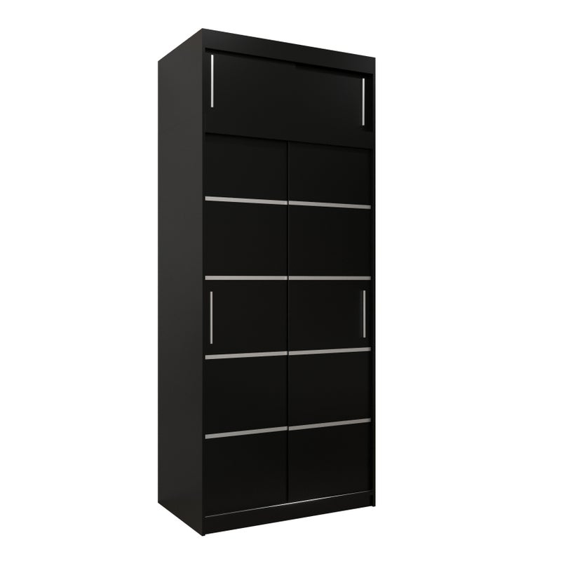 Szafa przesuwna z nadstawką garderoba Verona 1 100 x 62 x 240 cm Czarny + Czarny - Abiks Meble