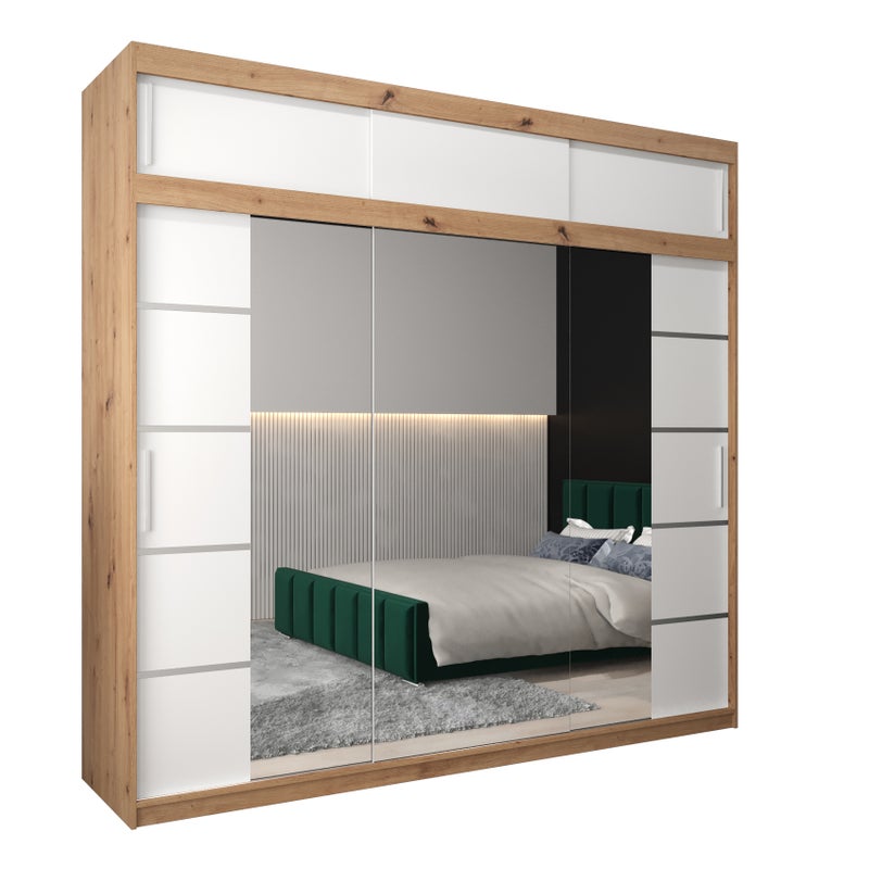 Szafa przesuwna z nadstawką garderoba Verona 4 250 x 62 x 240 cm Artisan + Biały - Abiks Meble