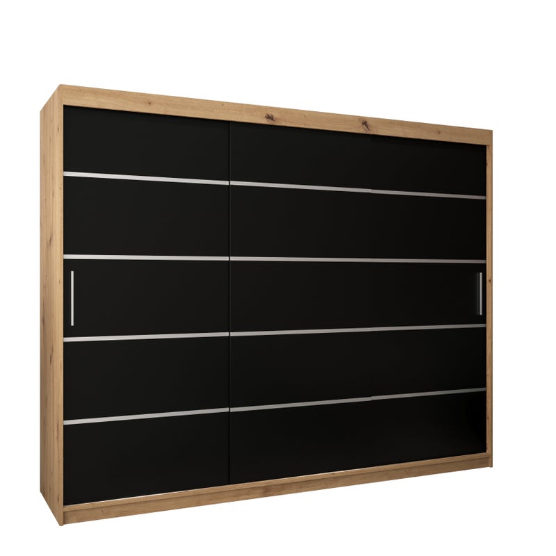 Szafa przesuwna garderoba Verona 1 250 x 62 x 200 cm Artisan + Czarny - Abiks Meble