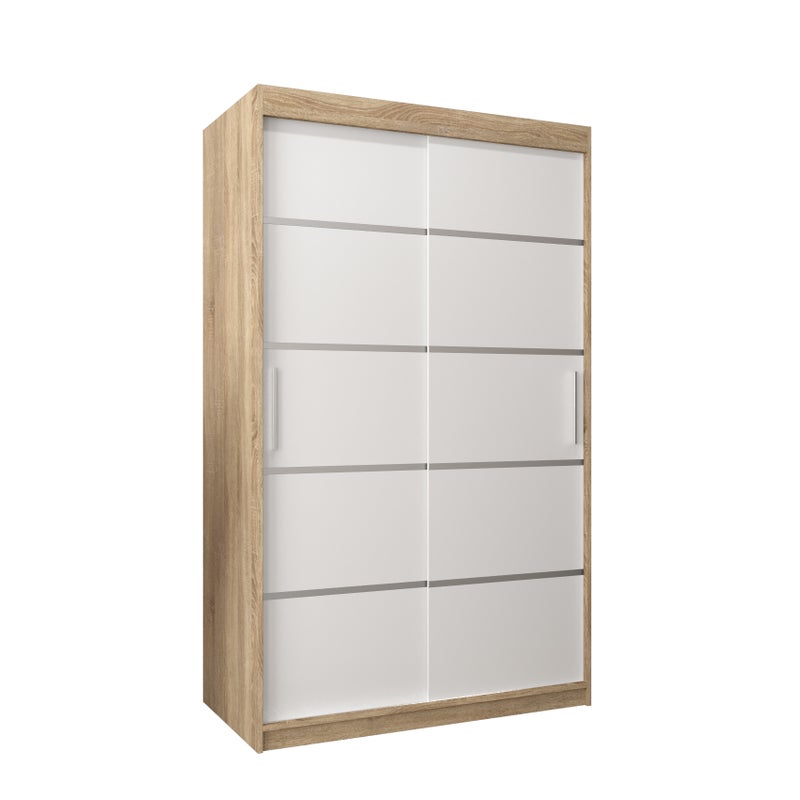 Szafa przesuwna garderoba Verona 1 120 x 62 x 200 cm Sonoma + Biały - Abiks Meble