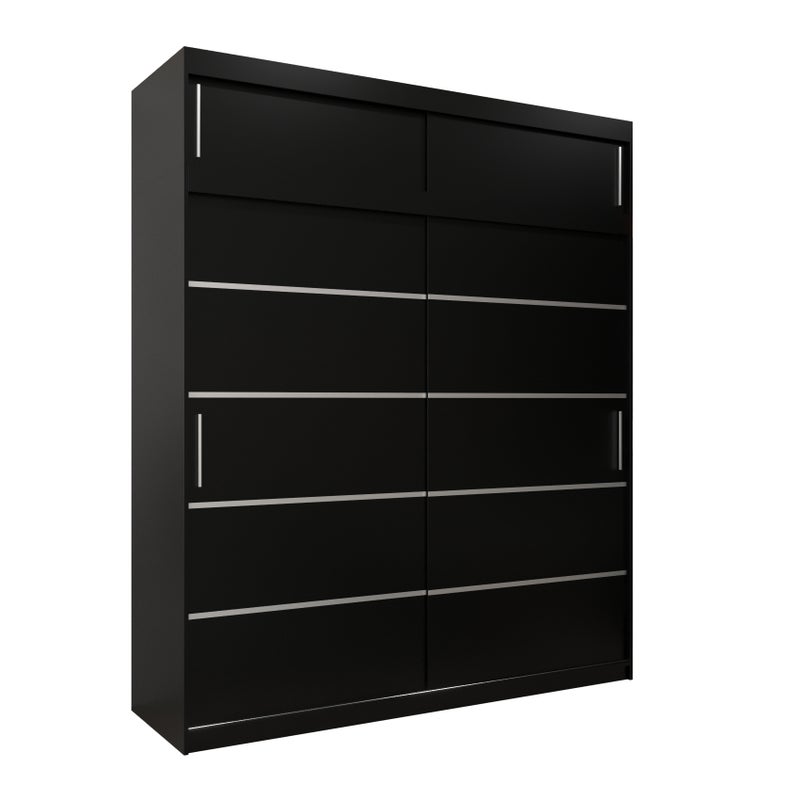 Szafa przesuwna z nadstawką garderoba Verona 1 200 x 62 x 240 cm Czarny + Czarny - Abiks Meble