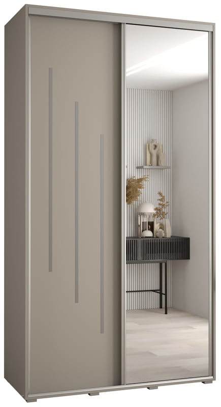Szafa przesuwna z lustrem wysoka Dakota 9 130 x 60 x 235,2 cm kaszmir + u. Srebrny - Abiks Meble