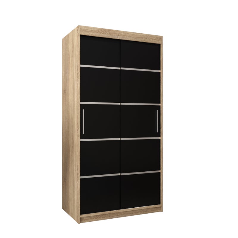 Szafa przesuwna garderoba Verona 1 100 x 62 x 200 cm Sonoma + Czarny - Abiks Meble