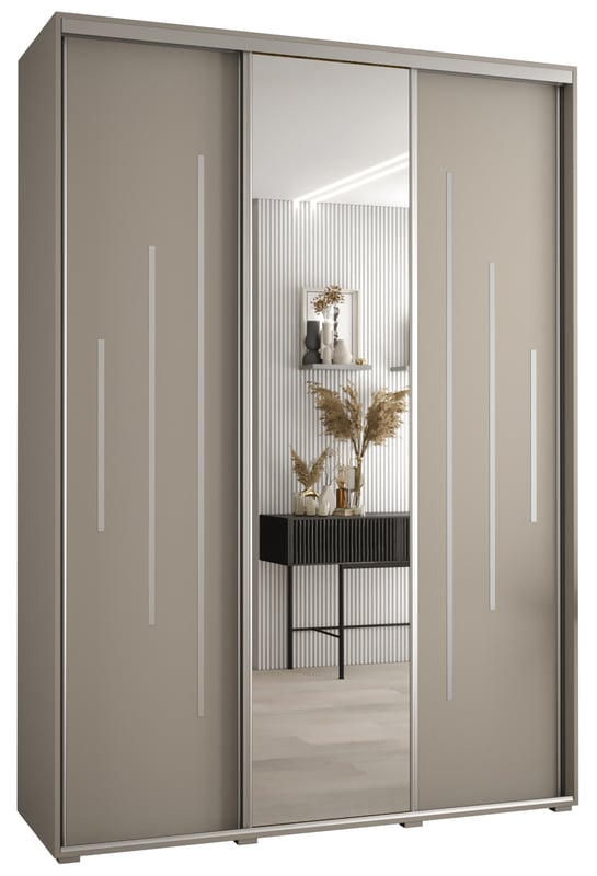 Szafa przesuwna z lustrem wysoka Dakota 13 180 x 45 x 235,2 cm kaszmir + u. Srebrny - Abiks Meble