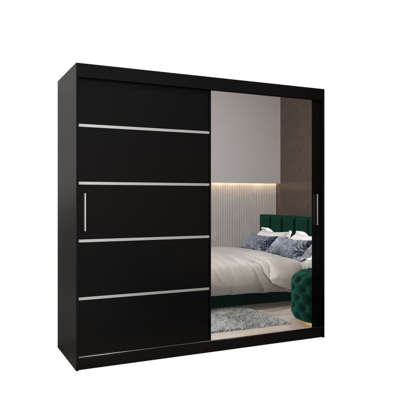 Szafa przesuwna garderoba Verona 2 200 x 62 x 200 cm Czarny + Czarny - Abiks Meble