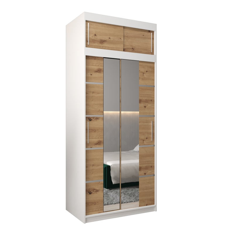 Szafa przesuwna z nadstawką garderoba Verona 4 100 x 62 x 240 cm Biały + Artisan - Abiks Meble