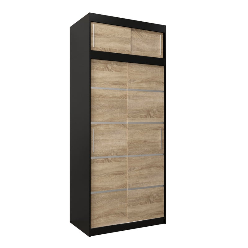 Szafa przesuwna z nadstawką garderoba Verona 1 100 x 62 x 240 cm Czarny + Sonoma - Abiks Meble