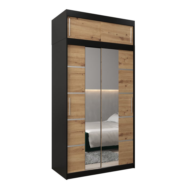 Szafa przesuwna z nadstawką garderoba Verona 4 120 x 62 x 240 cm Czarny + Artisan - Abiks Meble