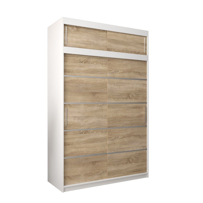 Szafa przesuwna z nadstawką garderoba Verona 1 150 x 62 x 240 cm Biały + Sonoma - Abiks Meble