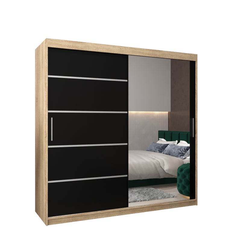 Szafa przesuwna garderoba Verona 2 200 x 62 x 200 cm Sonoma + Czarny - Abiks Meble