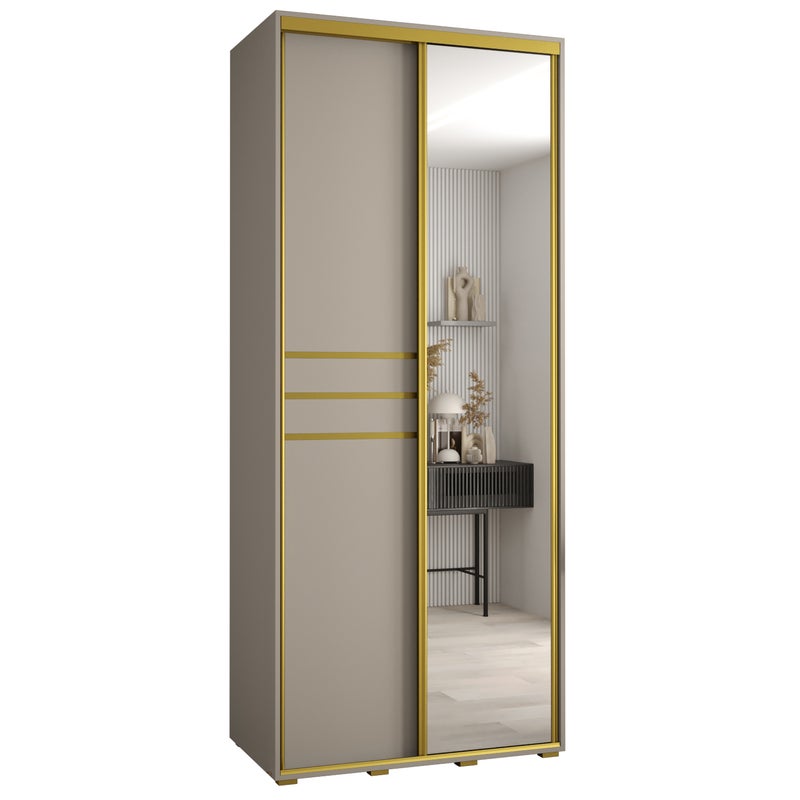 Szafa przesuwna z lustrem wysoka Dakota 11 100 x 60 x 235,2 cm kaszmir + u. Złoty - Abiks Meble
