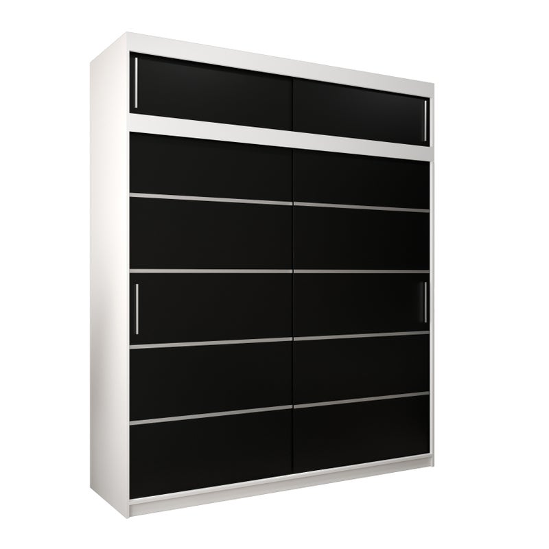 Szafa przesuwna z nadstawką garderoba Verona 1 200 x 62 x 240 cm Biały + Czarny - Abiks Meble