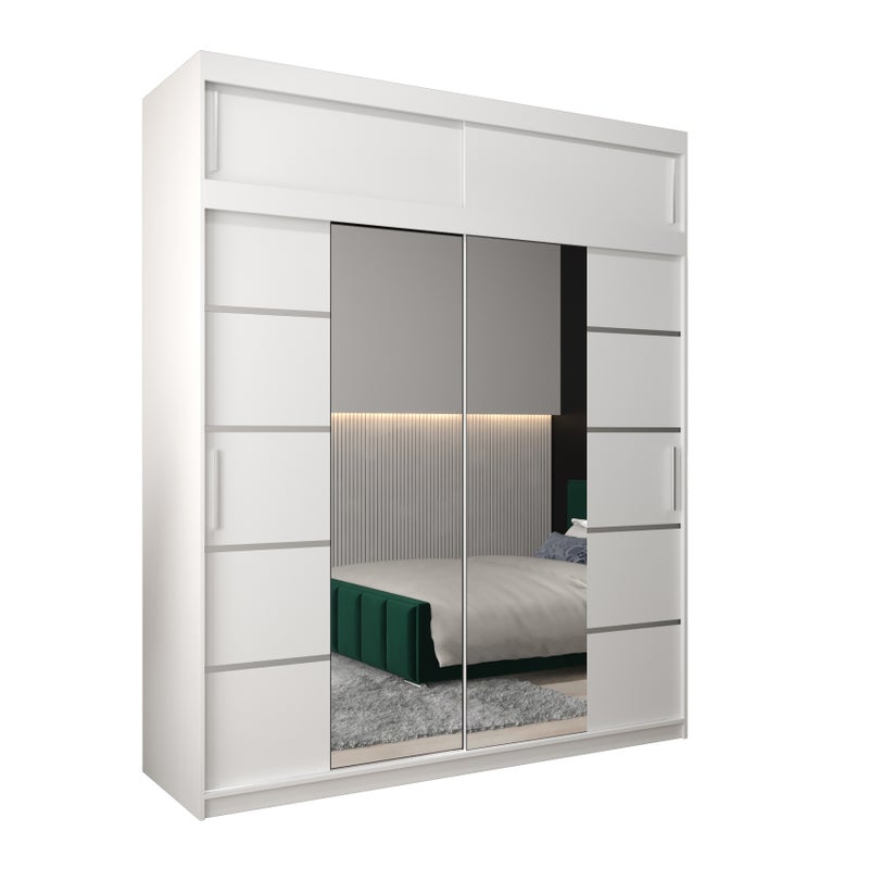 Szafa przesuwna z nadstawką garderoba Verona 4 200 x 62 x 240 cm Biały - Abiks Meble