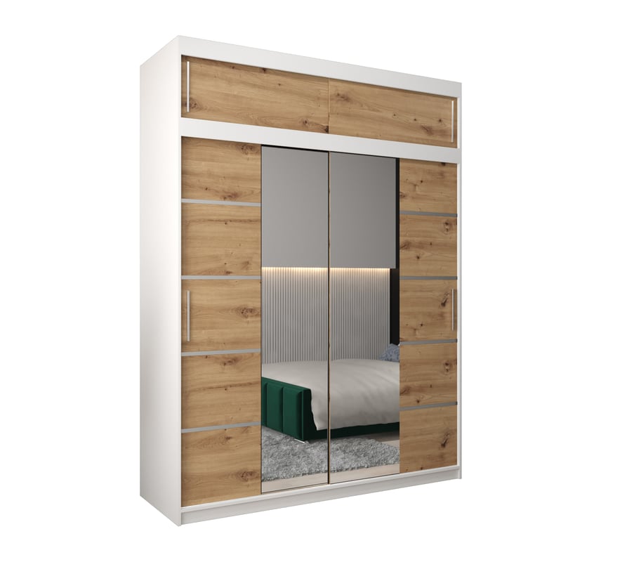 Szafa przesuwna z nadstawką garderoba Verona 4 180 x 62 x 240 cm Biały + Artisan - Abiks Meble