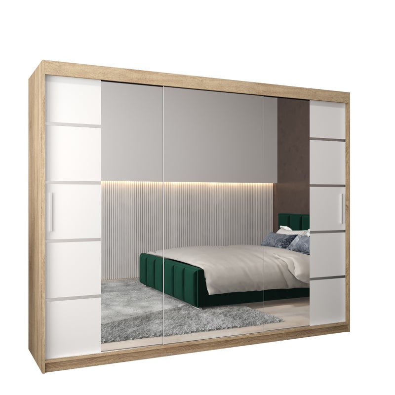 Szafa przesuwna garderoba Verona 4 250 x 62 x 200 cm Sonoma + Biały - Abiks Meble