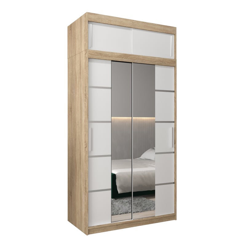 Szafa przesuwna z nadstawką garderoba Verona 4 120 x 62 x 240 cm Sonoma + Biały - Abiks Meble