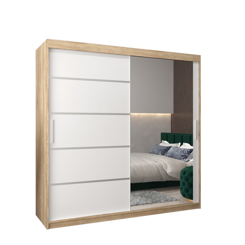 Szafa przesuwna garderoba Verona 2 200 x 62 x 200 cm Sonoma + Biały - Abiks Meble
