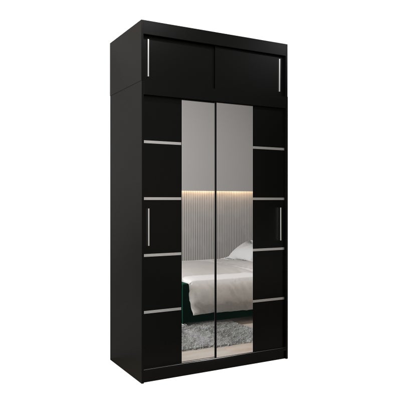 Szafa przesuwna z nadstawką garderoba Verona 4 120 x 62 x 240 cm Czarny + Czarny - Abiks Meble