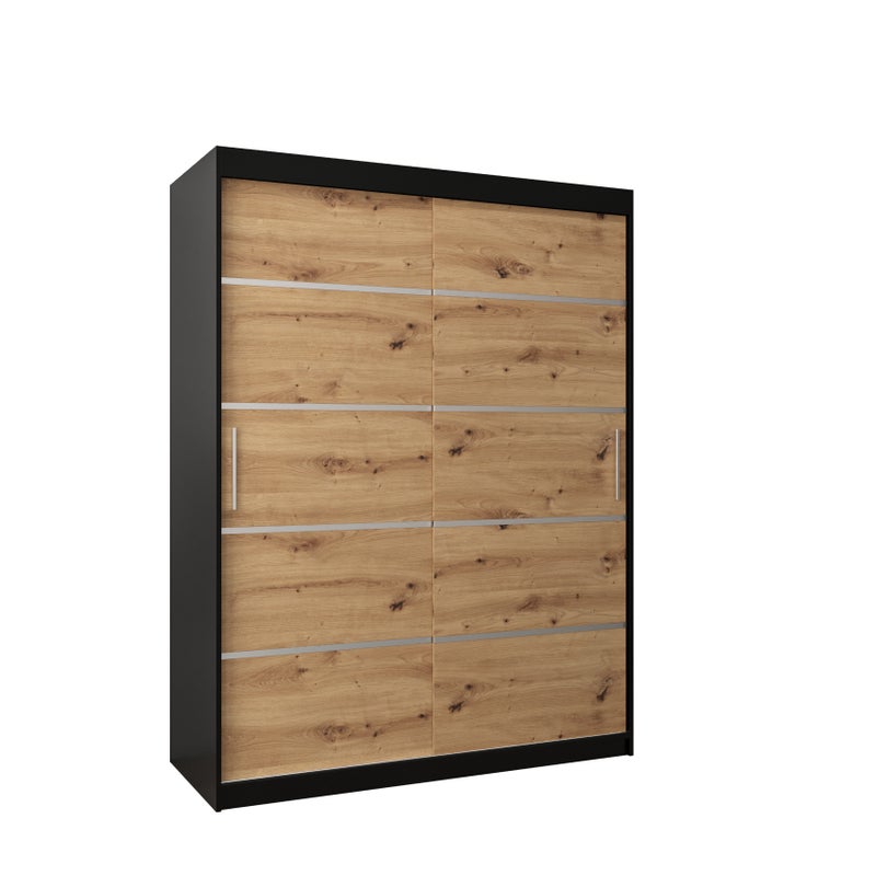 Szafa przesuwna garderoba Verona 1 150 x 62 x 200 cm Czarny + Artisan - Abiks Meble