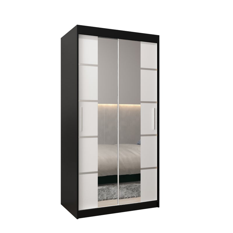 Szafa przesuwna garderoba Verona 4 100 x 62 x 200 cm Czarny + Biały - Abiks Meble