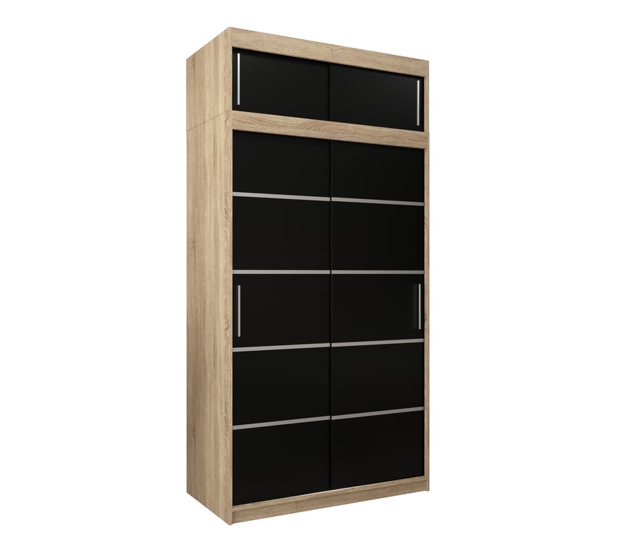 Szafa przesuwna z nadstawką garderoba Verona 1 120 x 62 x 240 cm Sonoma + Czarny - Abiks Meble