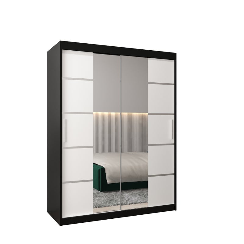 Szafa przesuwna garderoba Verona 4 150 x 62 x 200 cm Czarny + Biały - Abiks Meble