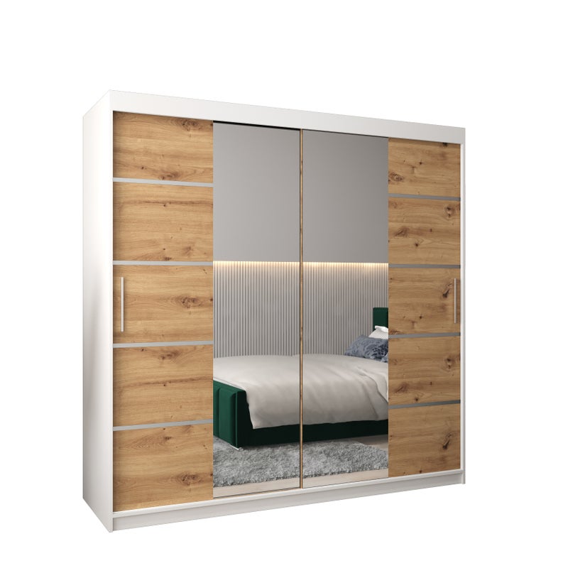 Szafa przesuwna garderoba Verona 4 200 x 62 x 200 cm Biały + Artisan - Abiks Meble