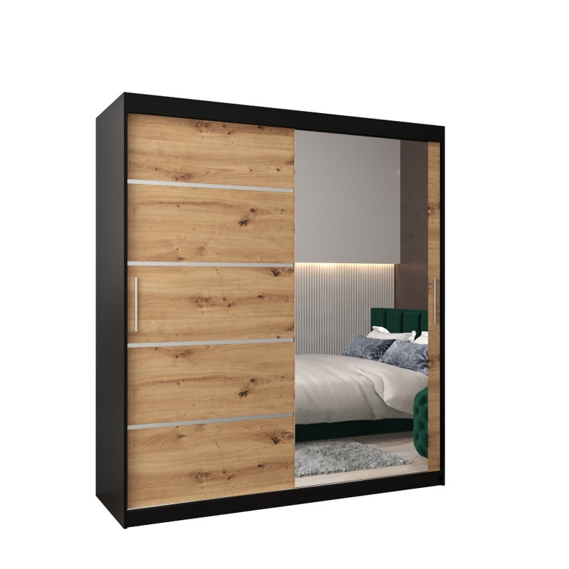 Szafa przesuwna garderoba Verona 2 180 x 62 x 200 cm Czarny + Artisan - Abiks Meble