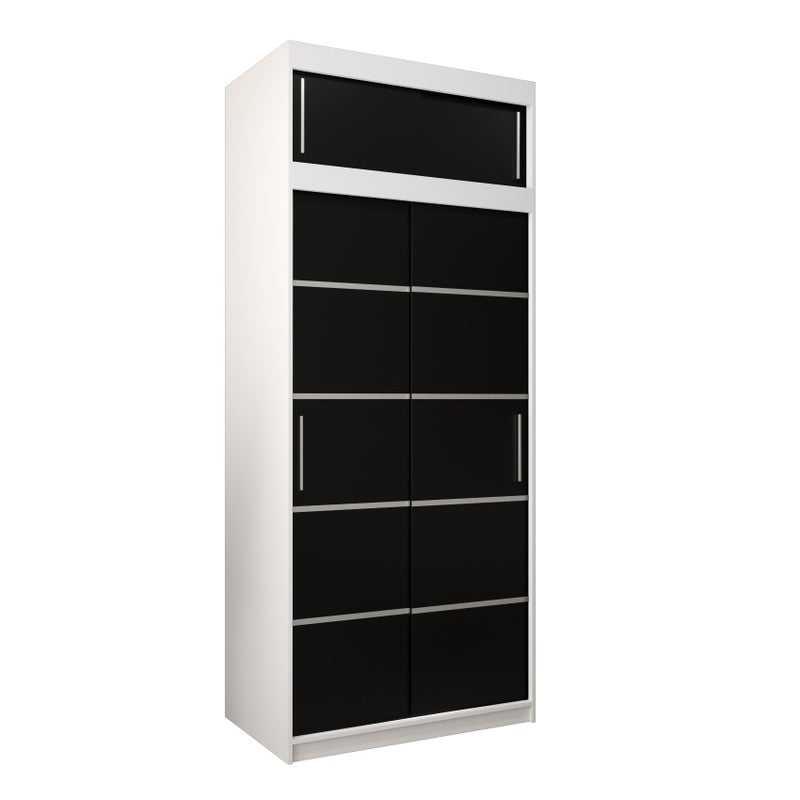 Szafa przesuwna z nadstawką garderoba Verona 1 100 x 62 x 240 cm Biały + Czarny - Abiks Meble