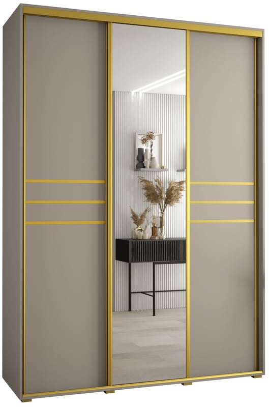 Szafa przesuwna z lustrem wysoka Dakota 11 180 x 45 x 235,2 cm kaszmir + u. Złoty - Abiks Meble