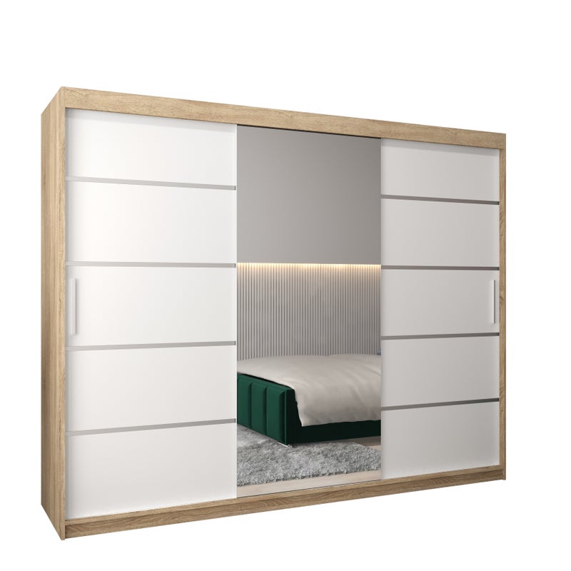Szafa przesuwna garderoba Verona 2 250 x 62 x 200 cm Sonoma + Biały - Abiks Meble