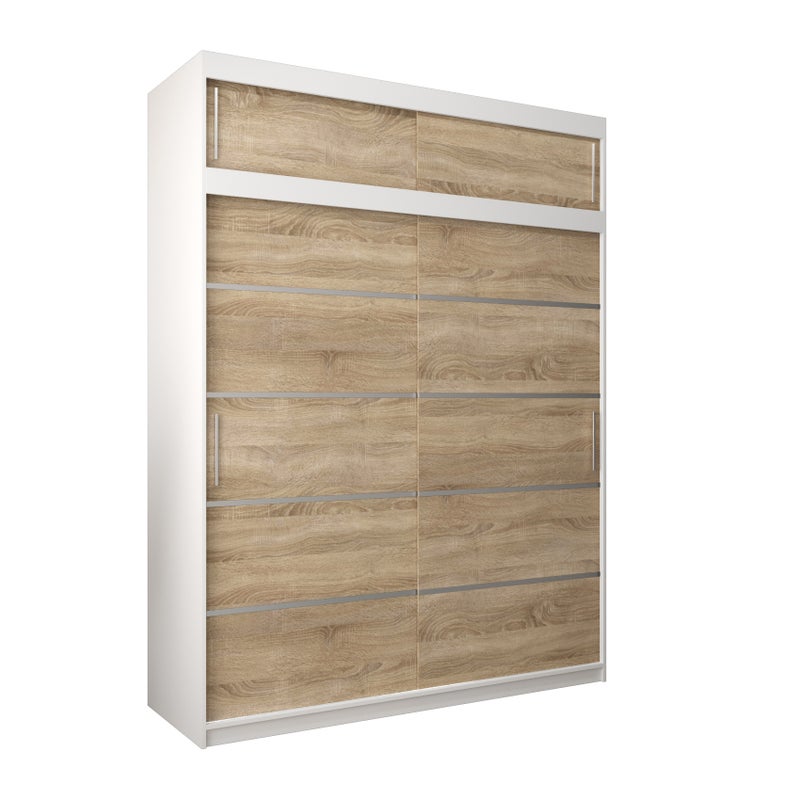 Szafa przesuwna z nadstawką garderoba Verona 1 180 x 62 x 240 cm Biały + Sonoma - Abiks Meble