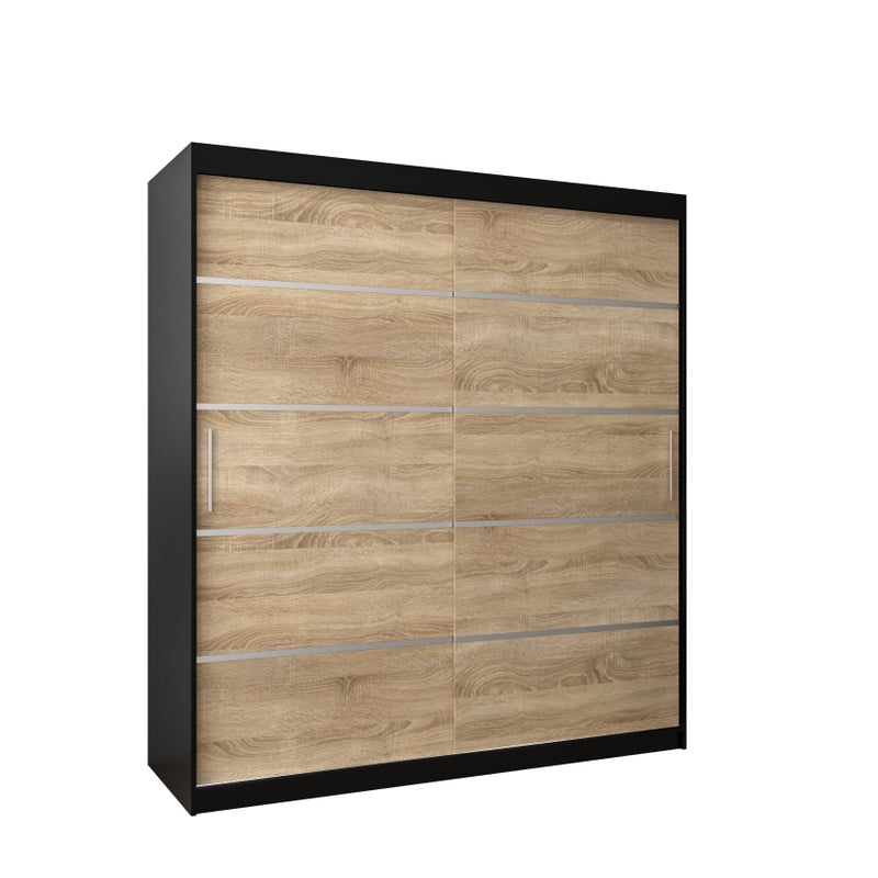 Szafa przesuwna garderoba Verona 1 180 x 62 x 200 cm Czarny + Sonoma - Abiks Meble