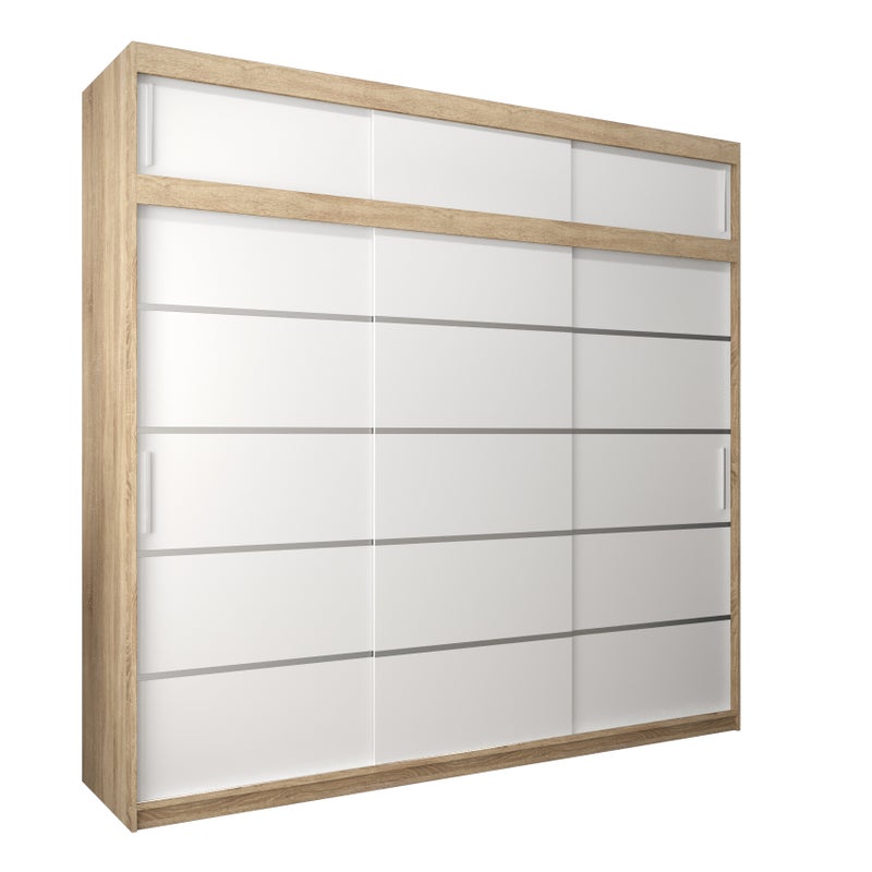 Szafa przesuwna z nadstawką garderoba Verona 1 250 x 62 x 240 cm Sonoma + Biały - Abiks Meble