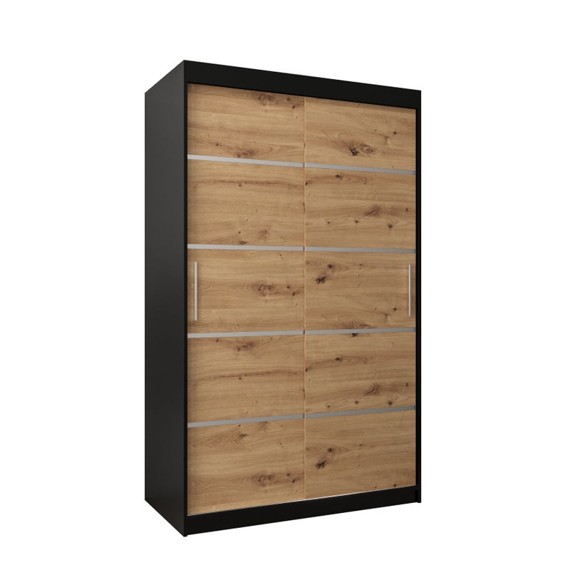 Szafa przesuwna garderoba Verona 1 120 x 62 x 200 cm Czarny + Artisan - Abiks Meble