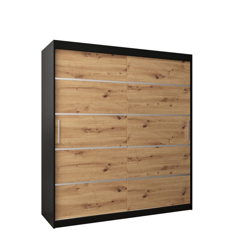 Szafa przesuwna garderoba Verona 1 180 x 62 x 200 cm Czarny + Artisan - Abiks Meble