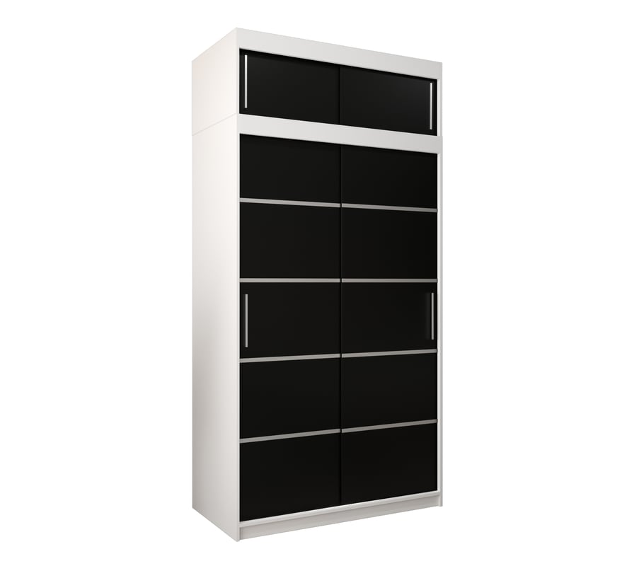 Szafa przesuwna z nadstawką garderoba Verona 1 120 x 62 x 240 cm Biały + Czarny - Abiks Meble
