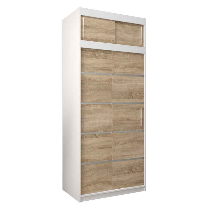 Szafa przesuwna z nadstawką garderoba Verona 1 100 x 62 x 240 cm Biały + Sonoma - Abiks Meble
