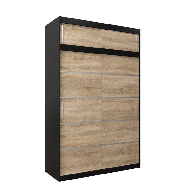Szafa przesuwna z nadstawką garderoba Verona 1 150 x 62 x 240 cm Czarny + Sonoma - Abiks Meble